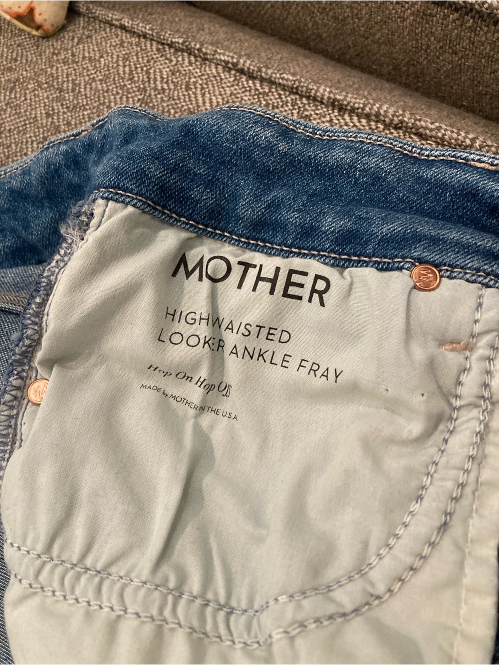 MOTHER High-Waisted Looker Ankle Fray Jeans - Light Blue
